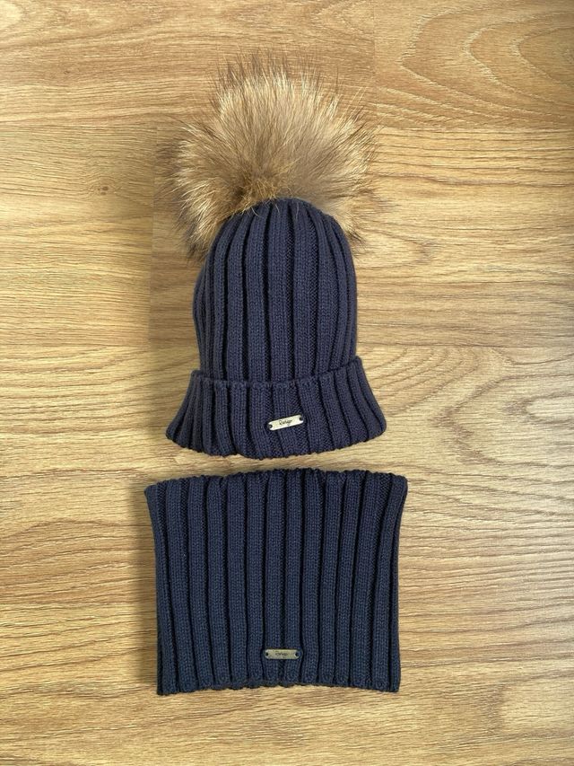 Conjunto gorro y cuello infantil azul