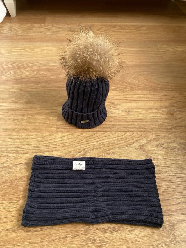 Conjunto gorro y cuello infantil azul