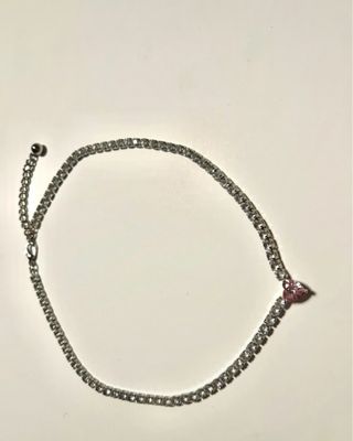 Collana strass con ciondolo cuore rosa