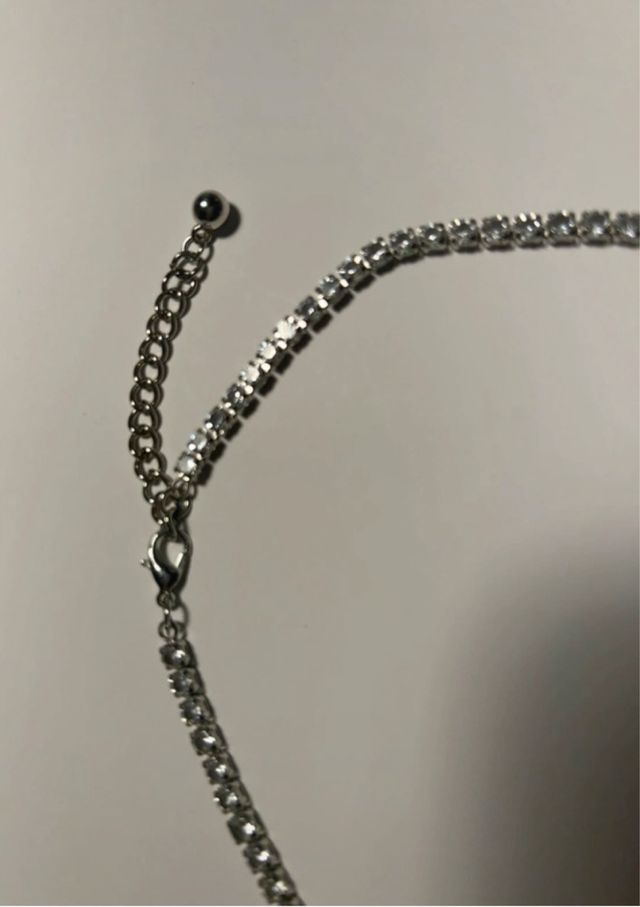 Collana strass con ciondolo cuore rosa