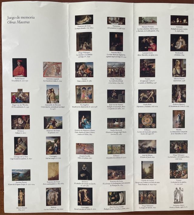 Juego de memoria Obras Maestras Museo del Prado