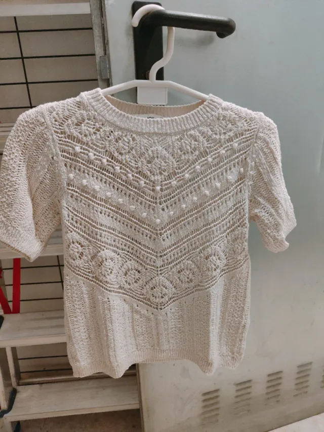 Jersey calado beige talla única