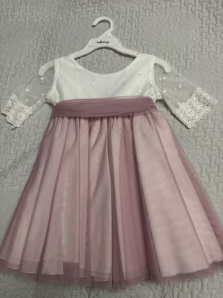 Vestido de ceremonia La Ormiga rosa y blanco