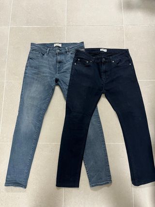 Pantalones Vaqueros Hombre Azul y Negro