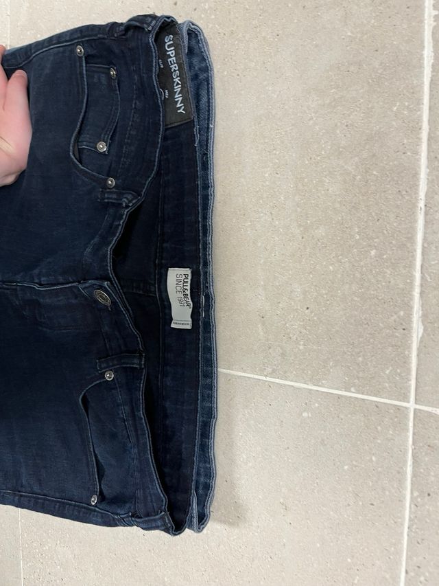 Pantalones Vaqueros Hombre Azul y Negro