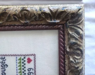 CUADRO VINTAGE BORDADO  PUNTO DE CRUZ