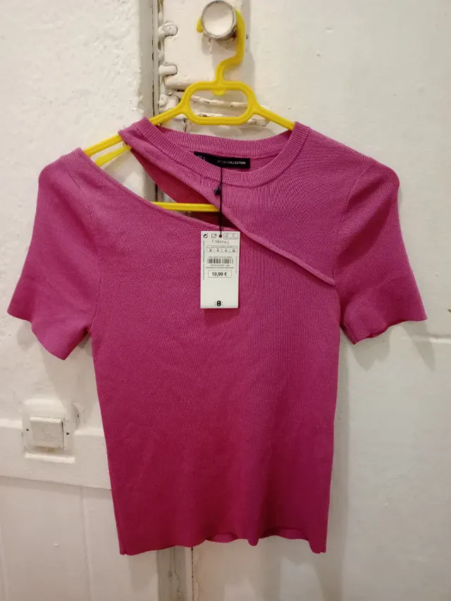 Top rosa asimétrico Zara Talla S
