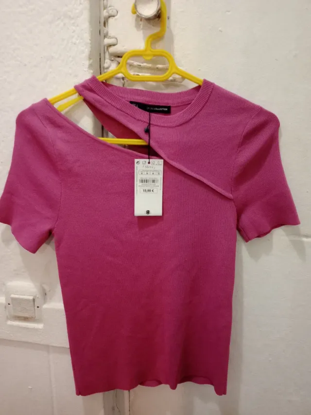 Top rosa asimétrico Zara Talla S