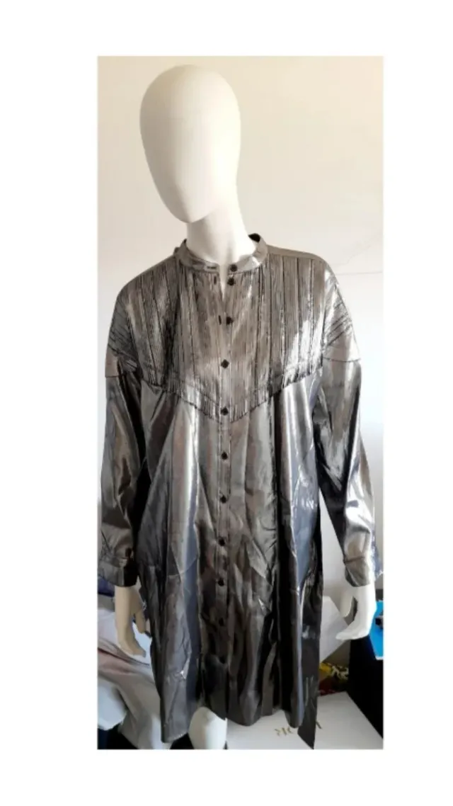 Vestido Burberry Seda Plateado Nuevo