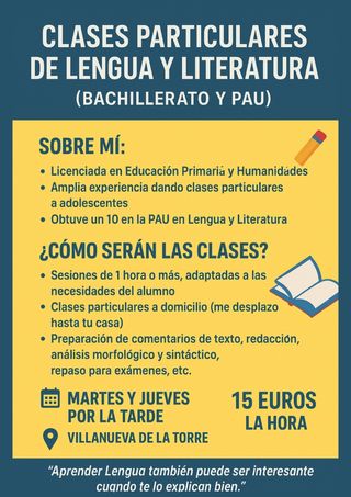 Profesora particular de Lengua para Bachillerato