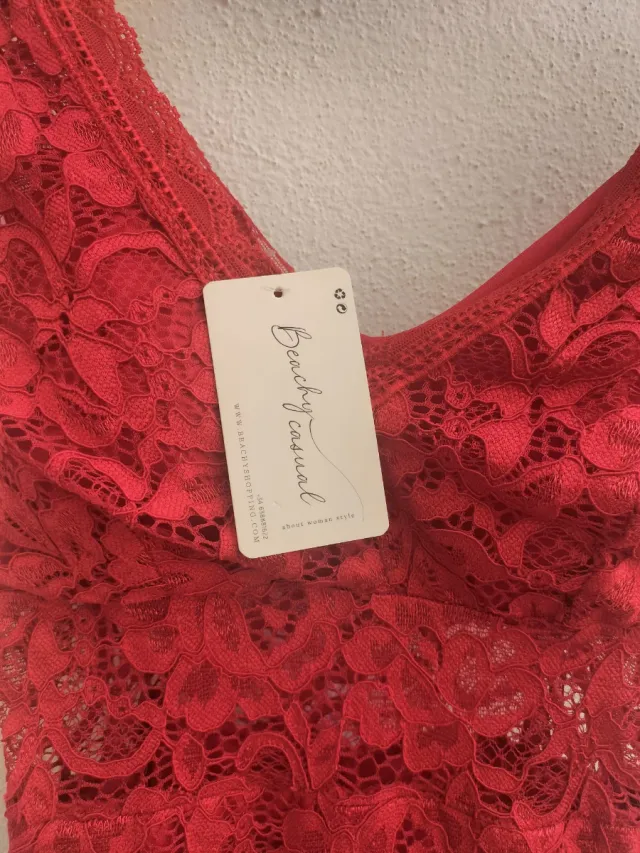 Regalo vestido encaje rojo talla S