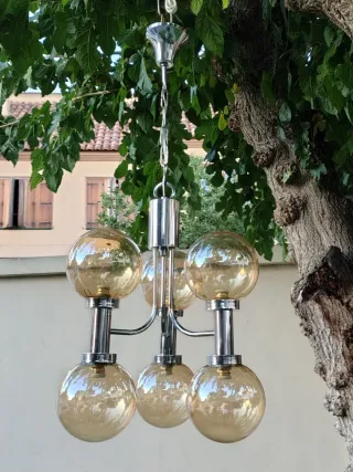 Lámpara vintage 6 globos cristal