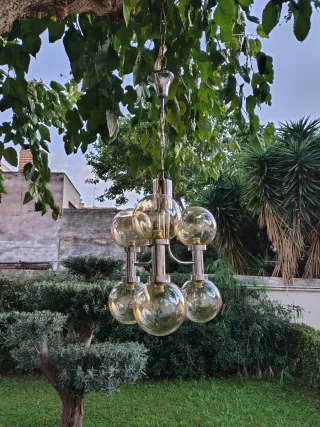 Lámpara vintage 6 globos cristal