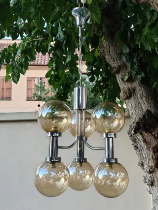 Lámpara vintage 6 globos cristal