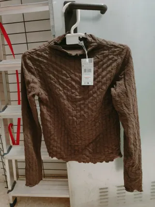 Camiseta Mango M Textura Marrón