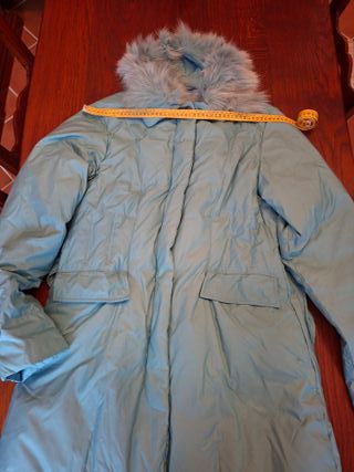 Piumino Trussardi azzurro con collo pelliccia vera