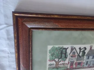 GRAN CUADRO PUNTO CRUZ VINTAGE Abecedario Casas