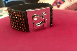 Bracciale con strass marroni e chiusura argento