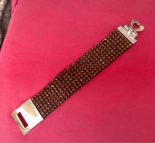 Bracciale con strass marroni e chiusura argento