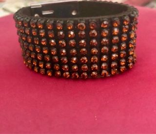 Bracciale con strass marroni e chiusura argento