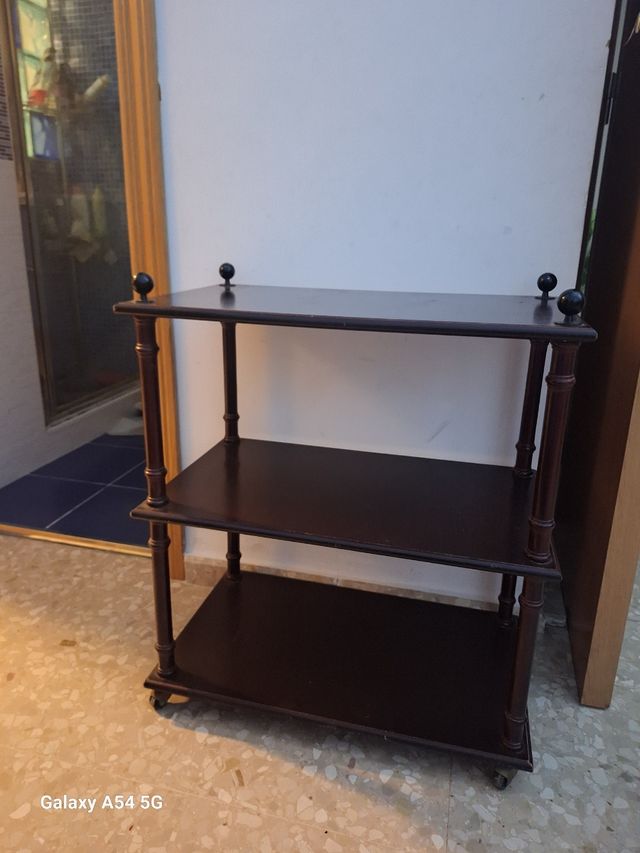 Mesa camarera madera 3 baldas con ruedas