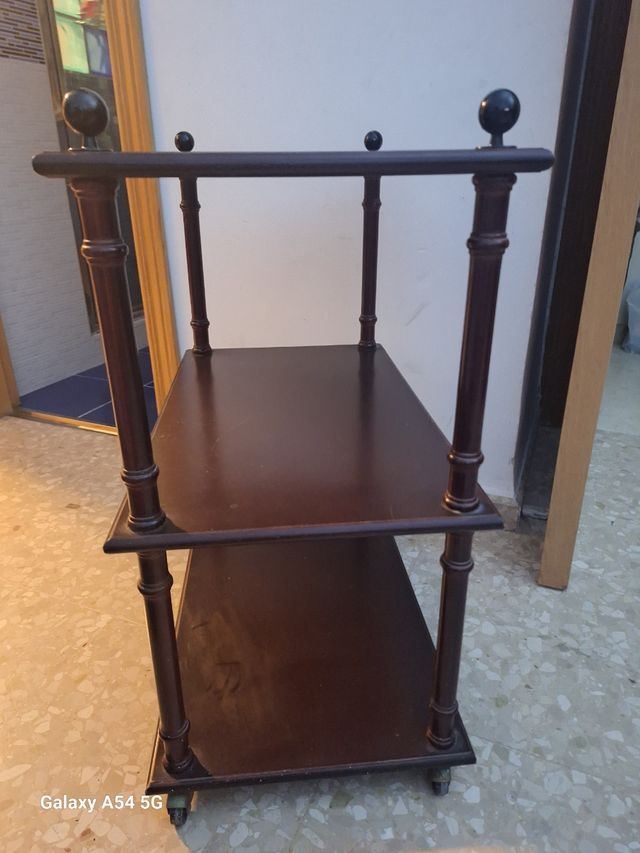 Mesa camarera madera 3 baldas con ruedas