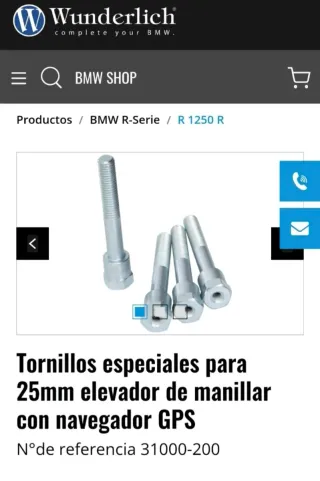 Tornillos elevador alza manillar soporte GPS BMW