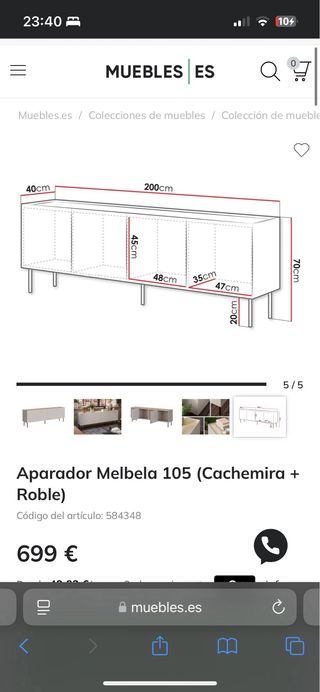 Mueble aparador madera y metal