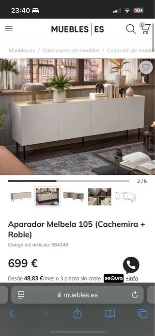 Mueble aparador madera y metal