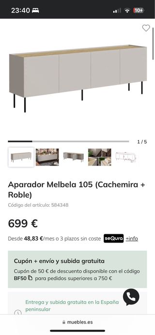 Mueble aparador madera y metal