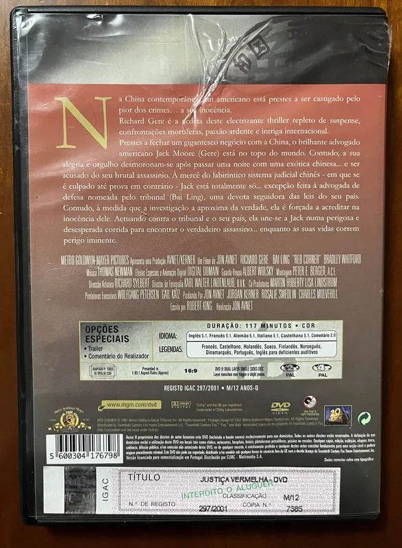 DVD "Justiça Vermelha" - Richard Gere