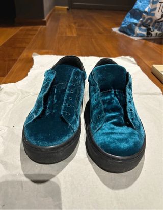Scarpe basse in velluto blu