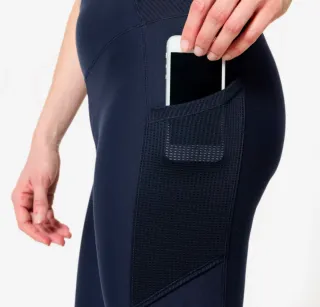 Leggings Fitness Mujer Azul Marino Bolsillo Teléfo