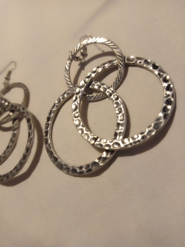 Pendientes 3 Aros entrelazados Plata Hechos a Mano