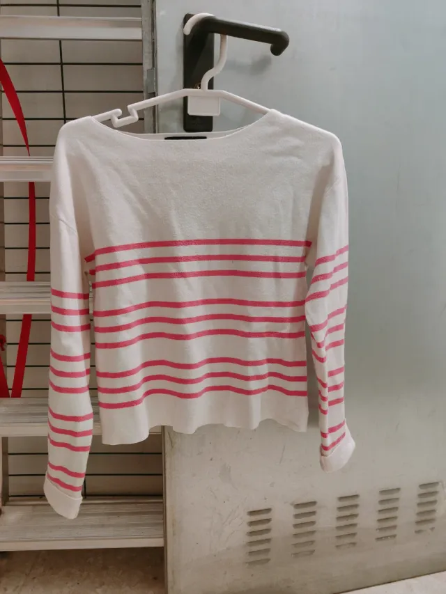 Jersey rayas mujer blanco y rosa