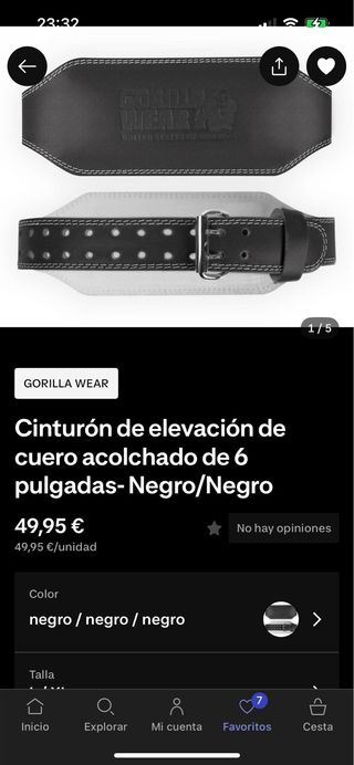 Cinturón Gorilla Wear XL Negro