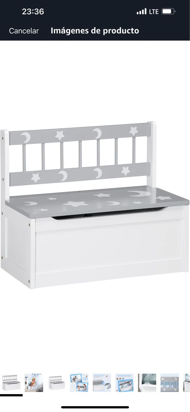 Baúl y banqueta infantil con estrellas