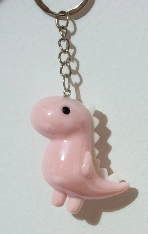 Llavero dinosaurio rosa