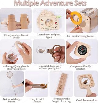 Kit Explorador Infantil 11 Piezas Madera