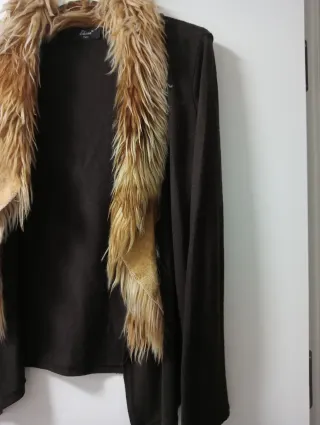 Chaqueta marrón con cuello de pelo
