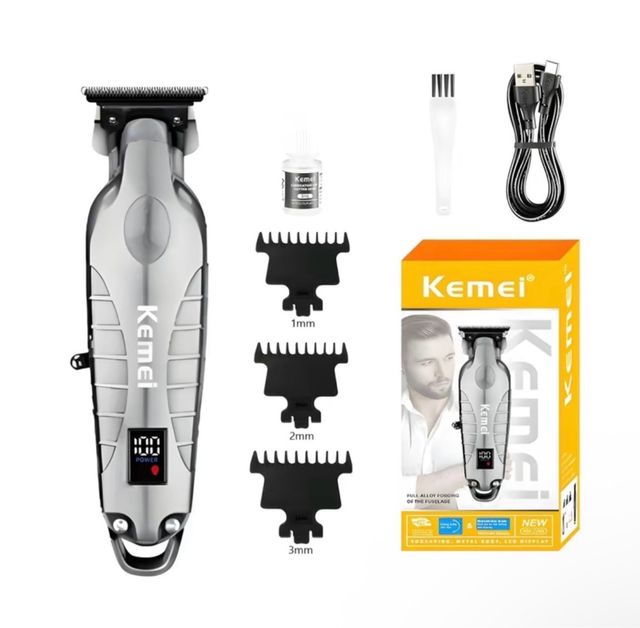 Kemei Cortapelos Profesional LCD Plata