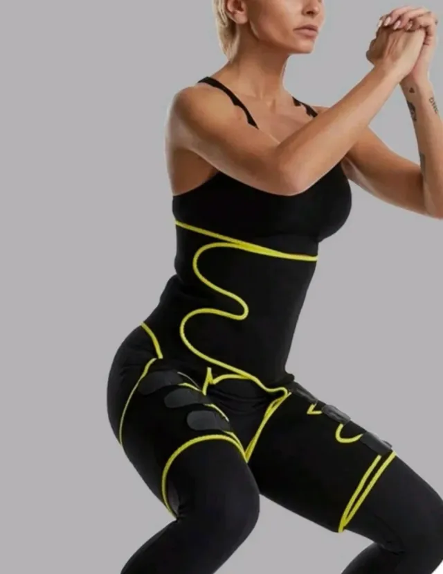 Faja reductora y moldeadora con detalles amarillos