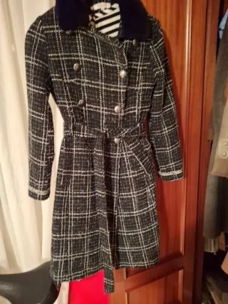 Abrigo Morgan cuadros negro y blanco