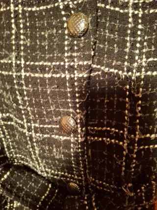 Abrigo Morgan cuadros negro y blanco