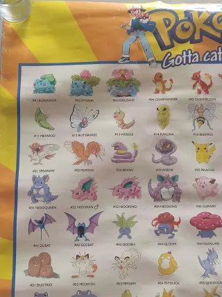 Poster Vintage Pokemon Ufficiale Nintendo 1999