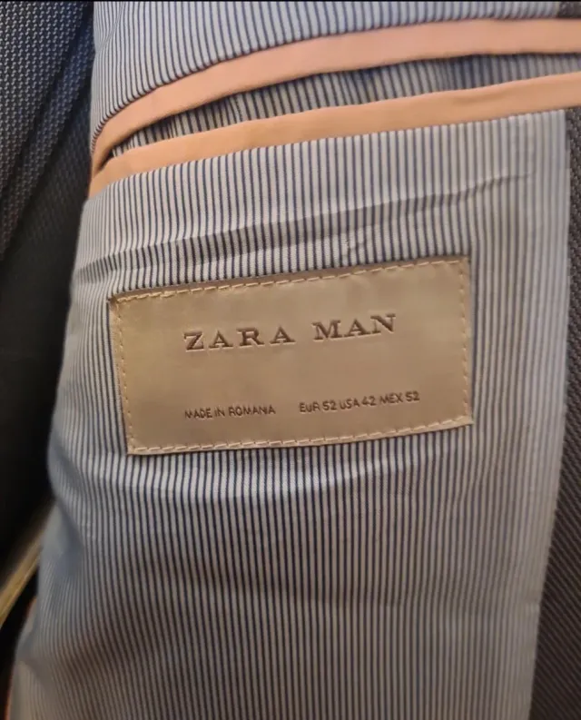 Traje Zara gris azulado