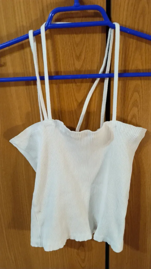 Camiseta tirantes punto acanalado blanca