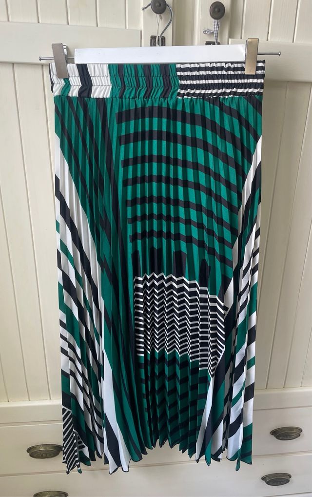 Falda larga plisada multicolor