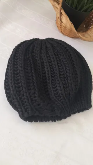 Gorro lana grueso mujer negro