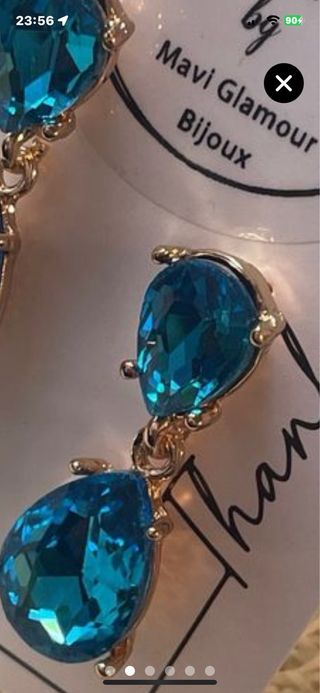 Fiestas Pendientes doble piedras turquesa brillo